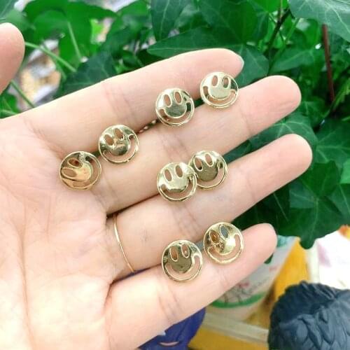 10Pairs New Minimalist Gold jewelry Cute smile face Stud Earrings Fashion mini face Ear Studs For Women lady Good mood every day
