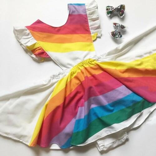2019 Toddler Kid Girl Rainbow Romper Dress Princess Bridesmaid Party Pageant Dress