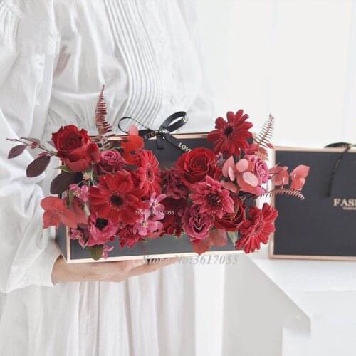 New 5pcs Flower Wrapping Boxes Flower Arrangement Package Box Bronzing Waterproof Flower box flower shop bouquet floral material