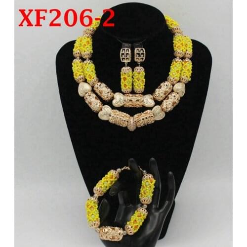 African Beads Jewelry Set Crystal Bride Nigerian Wedding Women Costume Jewellery Set 2019 Free Shipping XF206-1