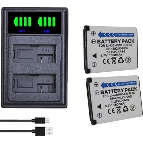 2x EN-EL10 Digital Camera Batteries +LCD Dual Charger for Nikon Coolpix S600 Coolpix S700 Coolpix S80, Coolpix S3000