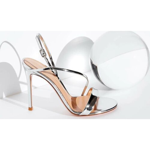 Summer new style fashion womens shoes silver patent leather peep toe strappy high heels sandals party shoes