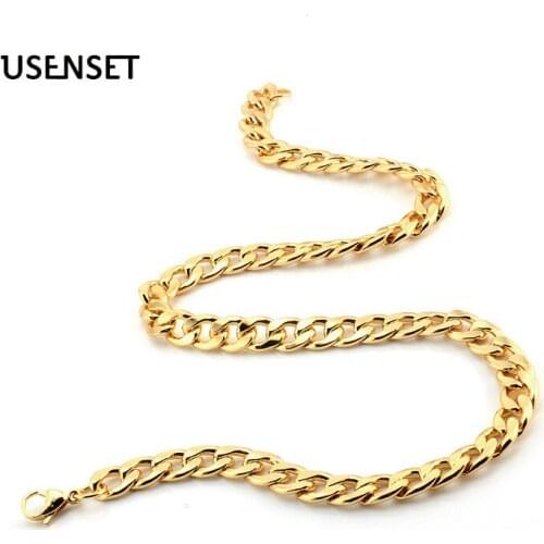 10MM Miami Cuban Link Chain Stainless Steel Hip Hop Necklace 5Pcs/Lot Jewelry Gold Silver Color Chain