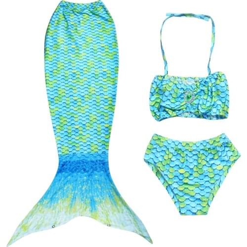 The Little Mermaid Tail Costume Children Mermaid Tail Cosplay Kids Girl Fancy Swimsuit Halloween Costume No Flipper 3PCS/Set