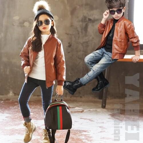 Children Leather Coat Girls 2020 Spring and Autumn Clothing Korean Boys Pu Leather Jacket