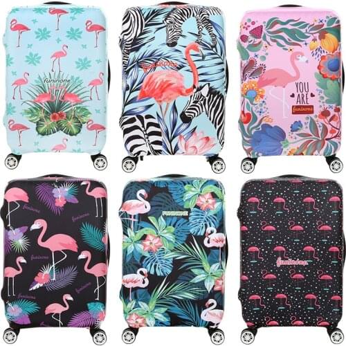 Travel Accessories Luggage Cover Suitcase Protection Set Baggage Dust Cover Trunk Set Trolley Case Elasticity Flamingo Pattern