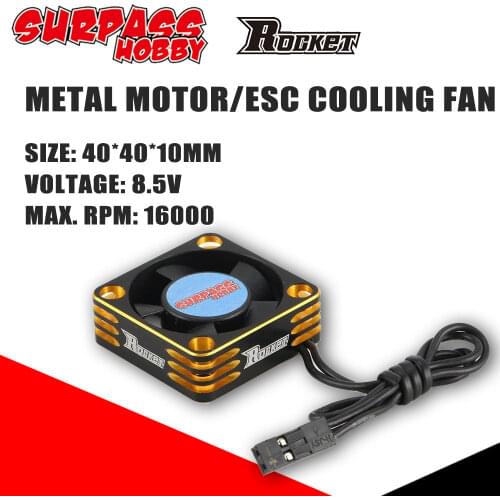 SURPASS HOBBY Rocket 40mm Motor Aluminum Cooling Fan ESC Heat Sink 8.5V for 1/10 1/8 4068 4092 4074 ESC Brushless Motor RC Car