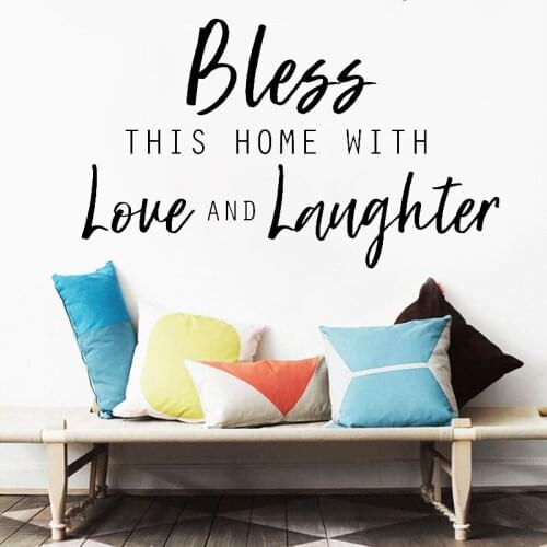Custom Vinyl Decor Family Bless This Home Quote Living Room Vinyl Decor Art Wall Stickers Decals Mural Removable DK-58