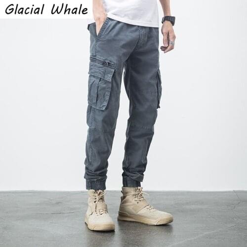 GlacialWhale Mens Cargo Pants Men Fashion Side Pockets Hip Hop Joggers Male Japanese Streetwear Trousers Multi-pocket Pants Men