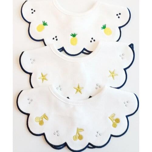 Ins Newborn Baby Cotton Bibs Saliva Towel Fashion Fake Collar Bib Embroidery Drooling Towel Baby Accessories