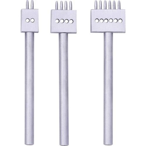 2/4/6 Prong DIY Leather Craft Punching Tool Row Circular Cutter Stitching 2/4/6 Prong Piercers for Leather Hole Spacing Tool