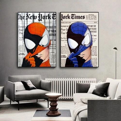 Canvas Painting Marvel Avengers Movie Spiderman Cartoon Posters and Prints Wall Art Pictures for Kid Living Room Home Decoration