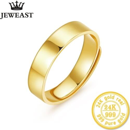 HMSS 24k Gold Rings Light Board Couple Lover men women gift self Real Solid Pure AU999 2020 New Hot Sale Trendy Fine Jewelry