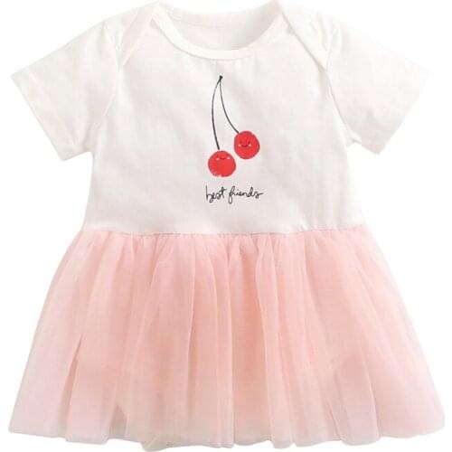 Baby Girls Cherry Printed Rompers Neonatal Uniform Clothes Bottom Pink Brand Casual Toddler Newborn Baby Girls Jumpsuit Sunsuit