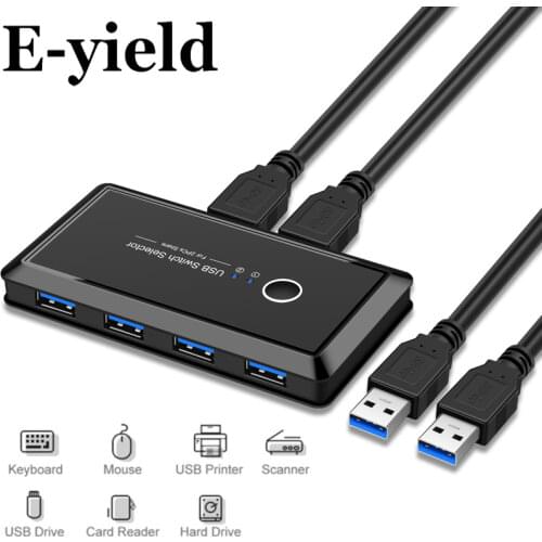 KVM Switch USB 3.0 Switch Selector 2 Port PCs Sharing 4 Devices USB 2.0 for Keyboard Mouse Scanner Printer Kvm Switch Hub