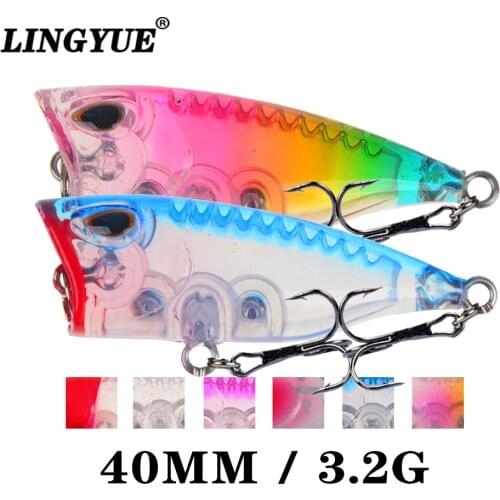 LINGYUE For Mini Popper Hard Bait Fising Lure Tinier Isca Artificial Crankbait Topwater Wobbler 40mm 3.2g Pesca Leurre