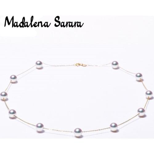 MADALENA SARARA 6-8mm AAA freshwater Pearl Necklace S925 Chain Necklace Making Korean Style