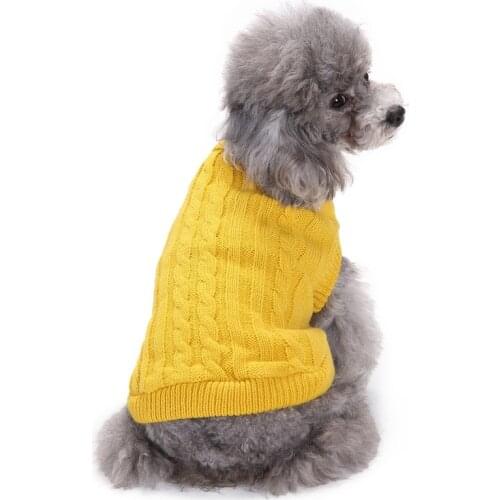 Fashion Solid Color Dog Clothes Winter Warm Elegant Dog Sweater Puppy Knitwear Clothes Hoodie Winter Warm Cat Apparel for Dogs