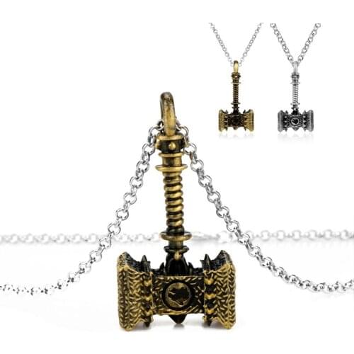 Viking Hammer Necklace Women Men Punk Jewelry Long Link Chain Charm Pendants Necklaces Fashion Jewelry Collier