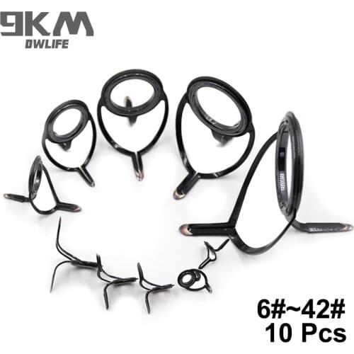 Rod Repair Kit Fishing Rod Guides Line Rings Eyes Sets 10Pcs Mixed Size Freshwater Saltwater Fishing Accessories Building 6#~42