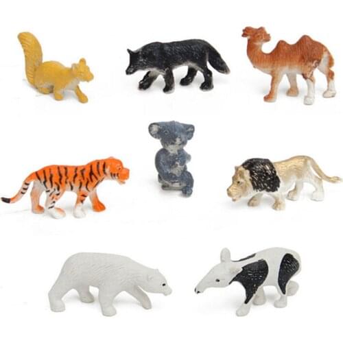 16Pcs Children Animal Model Tiger/lion/camel/polar bear/dog Set Plastic Multi-Colored Developmental Wild Animal Figures Toys