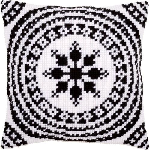 Cross Stitch Cushion Cover Black with White Needlepoint Kits Printed Canvas Chunky Yarn Cross-stitch Pillow Case Arts & Crafts