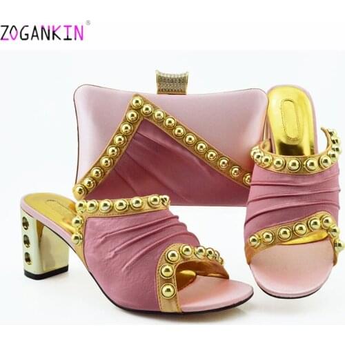2019 Latest Pink Shoes and Bag Set Italian Shoes with Matching Bags High Quality Women Shoe and Bag To Match ladies Wedding