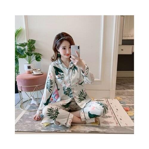 New Arrival Warm Pyjamas Classic Breathable Flowers Nightwear Woman Long Sleeve O-Neck Pijamas