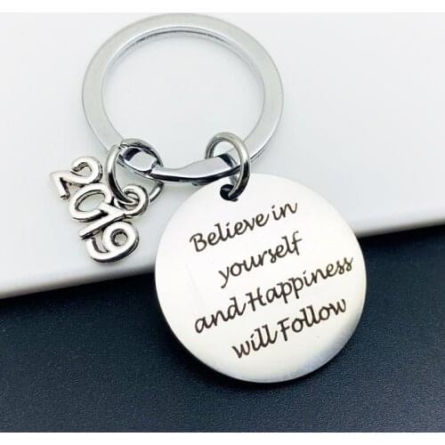 Oeinin Creative Keychain Man Believe In Yourself Key Chain Bags Bog/girl Zinc Alloy Letter Color Key Ring Pendant Accessories