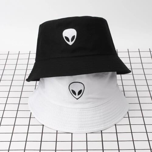 Summer Aliens Embroidery Bucket Hats Men Womens Cotton Beach Sun Hat Unisex Outdoor fisherman hat Streetwear Panama Hip Hop Hat