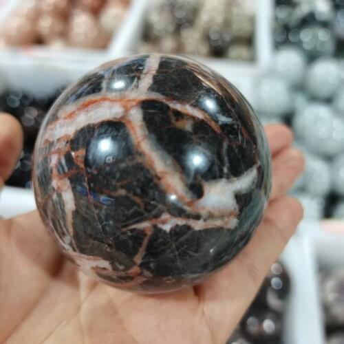 Natural Black network crystal Spheres Network Crystal Meditation Healing Decoration