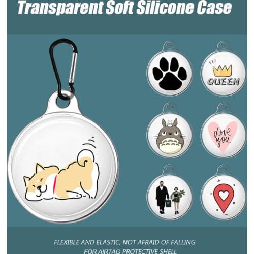 Cute Cartoon Dog Cat Clear Case For Apple AirTag Tracker Locator Anti-Lost Device Keychain Soft Silicone Protective Skin Cover