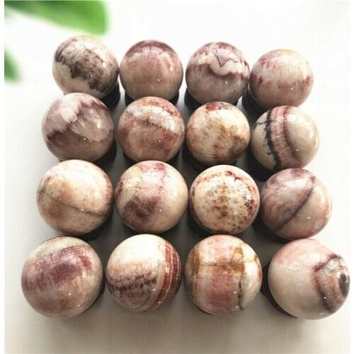 Drop Shipping 1pc 31-33mm Natural Quartz Stone Meat Pork Stone Sphere Ball Bacon Stone Collection Natural Stones and Crystals