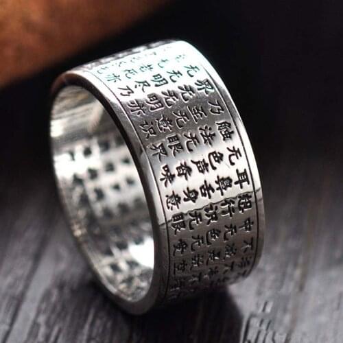 Real S999 Sterling Silver Retro Thai Silver Wide Face And Wide Version Lovers Ring Exquisite Commemorative Party Jewelry