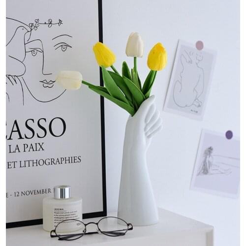 Hand-shaped Vase for Dried Flowers Decoration Nordic Creative Ceramic Flower Pot House Vases Decor Home Living Room Ornament