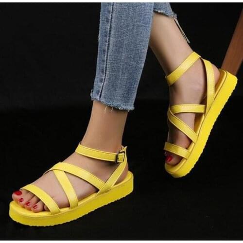 2021 New Women Real Leather Shoes Summer Sandals Buckle Strap Hollow Out Beach Sandals Cool Ladies Footwear Size 34-42