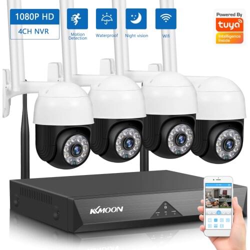 KKMOON Security Camera System,4CH NVR+4pcs 1080P Camera Night Vision,Motion Detection,Two-way Audio,Remote Access, No Hard Drive