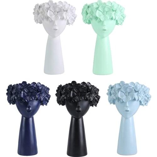 Nordic Cute Girl Figurine Modern Resin Flower Pot Vase Holder Storage Box Fairy Sculpture Statue Ornaments Home Art Decoration