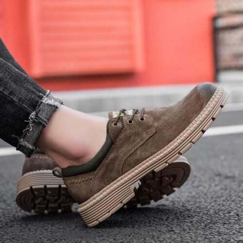 Outdoor loafers sports thick work boots casual lather office shose male black 2020 ankle shoe leisure sole brown vintage causal