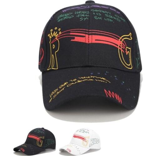 Unisex Korean Cotton Summer Outdoor Sunhat Personality Graffiti Adjustable Baseball Cap Fashion All-macth Casaul Sport Cap