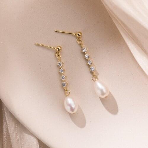 Gorgeous 925 Sterling Silver Pearl Drop Earrings for Women Wedding Bridal Engagement Party Earring Female Jewelry