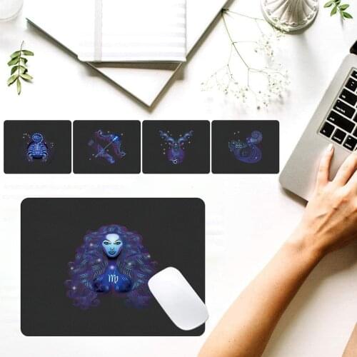 Waterproof Mouse Pad Zodiac Pattern Gaming Mouse Mat PU Leather Computer Mouse Pad Office Home Decoration Cup Table Mat 25x21cm
