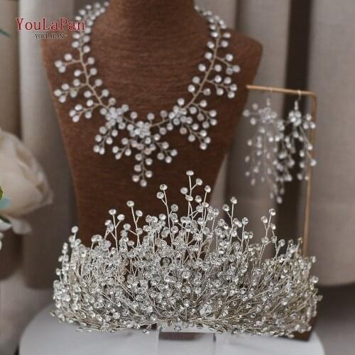 YouLaPan HP193P-S Rhinestone Wedding Hair Accessories for Girls Customize Headpieces Wedding Headband Bridal Hair Jewelry Set