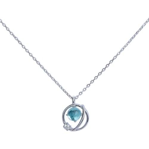 ZEMIOR 925 Sterling Silver Cosmic Celestial Body Pendant Necklaces For Women Trendy Ball Crystal Aurora Necklace Charms Jewelry