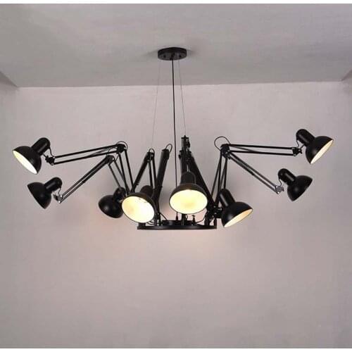 Iron industry wind spider American heterosexual telescopic chandelier living room clothing store creative chandelier