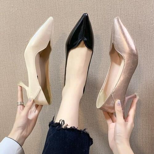 2019 Women Pumps OL Fashion High heels Single Shoes Female Spring Sexy Concise Elegant Wedding Party shoes Woman U14-17