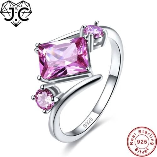 J.C 2017 New Fashion Elegant Emerald & Pink Topaz Real 925 Sterling Silver Ring Size 6 7 8 9 Gorgeous Noblest Women Fine Jewelry