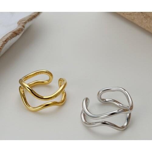 XIHA 925 Sterling Silver Ring for Women Double Layered Twisted Open Adjustable Rings Knuckle Stackable Ladies Jewelry