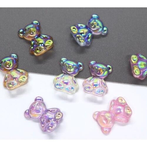 12Pcs 3D Bear Resin Kawaii Nail Art Decorations Rhinestone Glitter Jelly Gummy Ornaments Nail Supplies For Professional RK140158