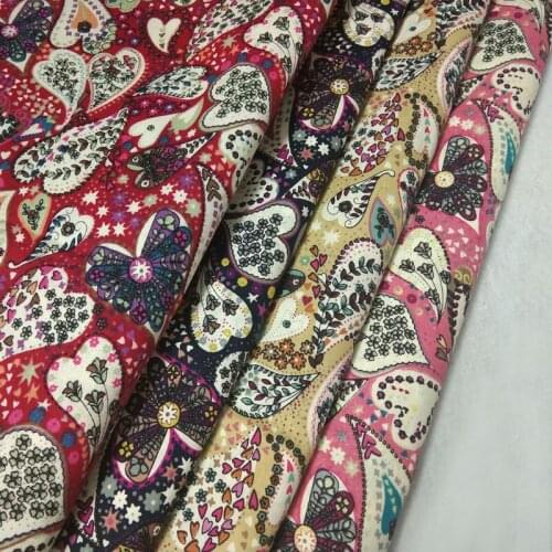 48x140cm Graceful Cartoon Love Heart Flowers Printed 100% cotton poplin fabric quilting home decor patchwork telas cloth